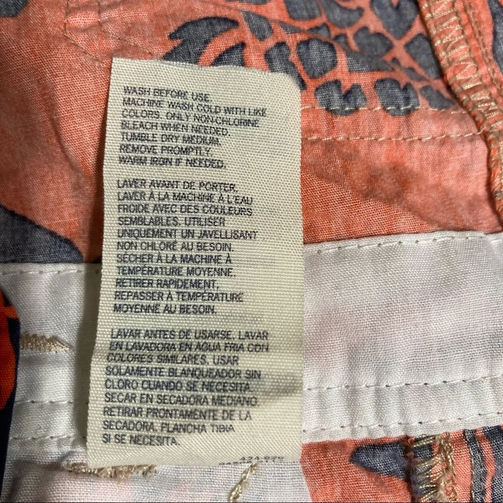 OSHKOSH Bgosh Hawaiian Overall Shorts Orange Navy Blue Floral Unisex 18 Months